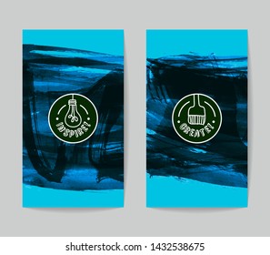 Set of vector business card templates with brush stroke background.