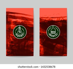 Set of vector business card templates with brush stroke background.