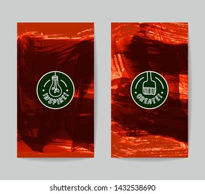 Set of vector business card templates with brush stroke background.
