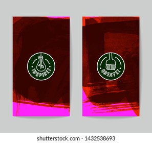 Set of vector business card templates with brush stroke background.