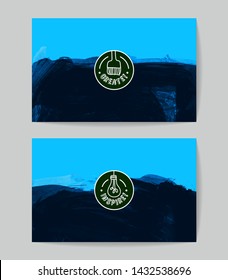 Set of vector business card templates with brush stroke background.