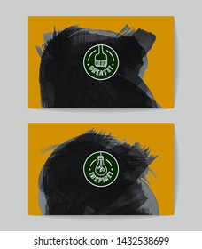 Set of vector business card templates with brush stroke background.