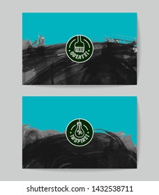 Set of vector business card templates with brush stroke background.