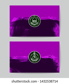 Set of vector business card templates with brush stroke background.