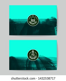 Set of vector business card templates with brush stroke background.