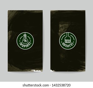 Set of vector business card templates with brush stroke background.