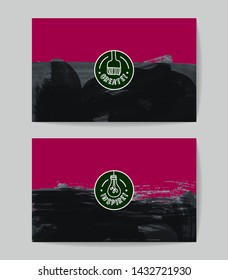 Set of vector business card templates with brush stroke background.
