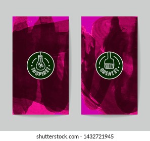 Set of vector business card templates with brush stroke background.