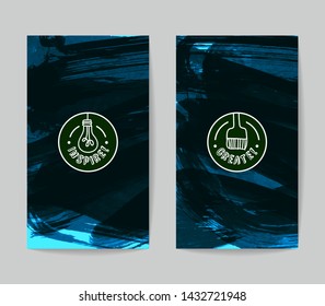 Set of vector business card templates with brush stroke background.