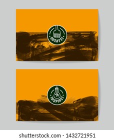Set of vector business card templates with brush stroke background.