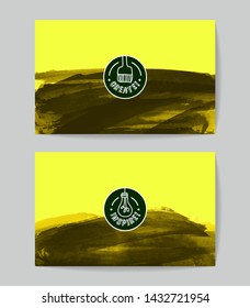 Set of vector business card templates with brush stroke background.