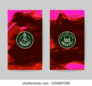 Set of vector business card templates with brush stroke background.