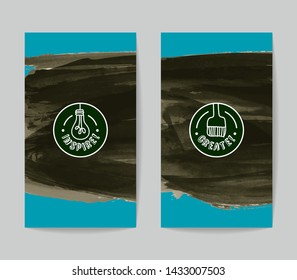 Set of vector business card templates with brush stroke background.