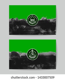 Set of vector business card templates with brush stroke background.