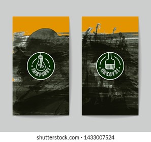Set of vector business card templates with brush stroke background.