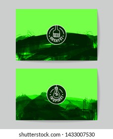Set of vector business card templates with brush stroke background.