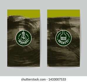 Set of vector business card templates with brush stroke background.