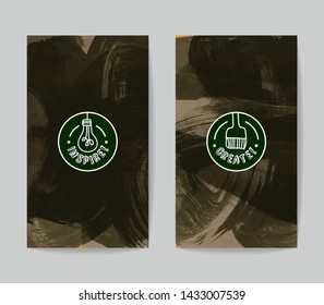Set of vector business card templates with brush stroke background.