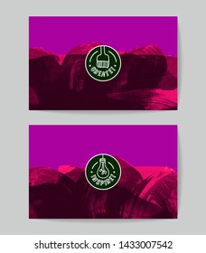Set of vector business card templates with brush stroke background.