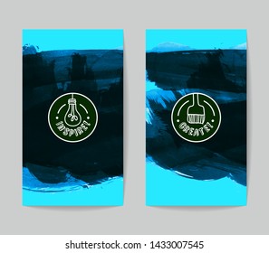 Set of vector business card templates with brush stroke background.