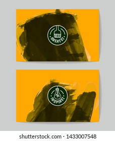 Set of vector business card templates with brush stroke background.