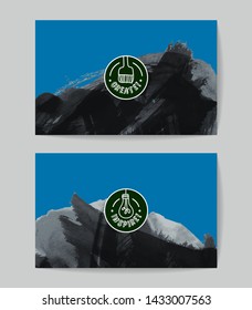 Set of vector business card templates with brush stroke background.
