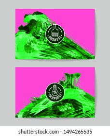 Set of vector business card templates with brush stroke background.