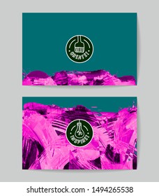 Set of vector business card templates with brush stroke background.