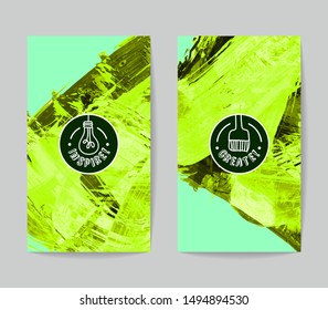 Set of vector business card templates with brush stroke background.