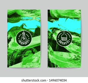 Set of vector business card templates with brush stroke background.