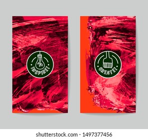 Set of vector business card templates with brush stroke background.