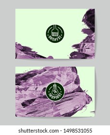 Set of vector business card templates with brush stroke background.