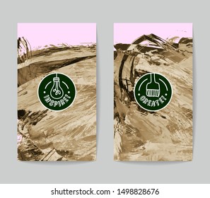 Set of vector business card templates with brush stroke background.