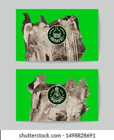 Set of vector business card templates with brush stroke background.