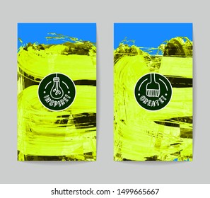 Set of vector business card templates with brush stroke background.