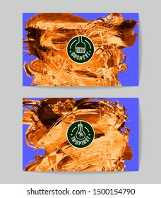 Set of vector business card templates with brush stroke background.
