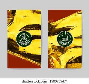 Set of vector business card templates with brush stroke background.