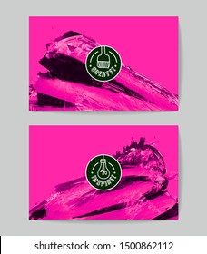 Set of vector business card templates with brush stroke background.