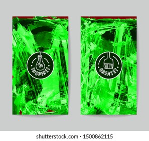 Set of vector business card templates with brush stroke background.