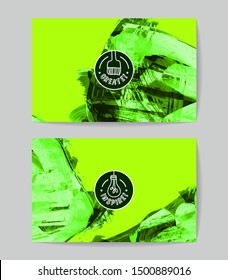 Set of vector business card templates with brush stroke background.