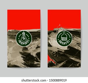 Set of vector business card templates with brush stroke background.