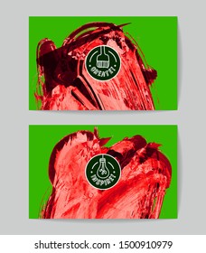 Set of vector business card templates with brush stroke background.
