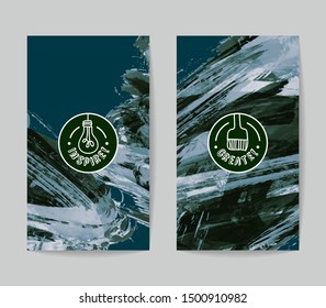 Set of vector business card templates with brush stroke background.