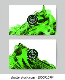 Set of vector business card templates with brush stroke background.