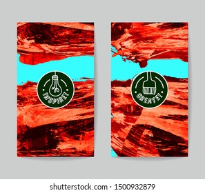 Set of vector business card templates with brush stroke background.