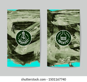 Set of vector business card templates with brush stroke background.