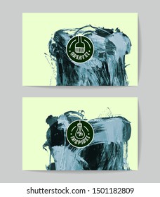Set of vector business card templates with brush stroke background.