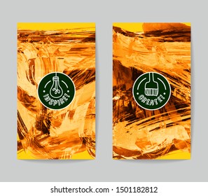 Set of vector business card templates with brush stroke background.