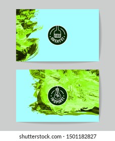 Set of vector business card templates with brush stroke background.