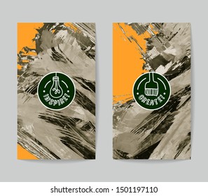 Set of vector business card templates with brush stroke background.